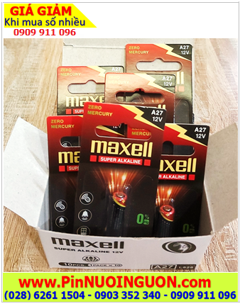 COMBO Mua 01Hộp=10vỉ Pin Remote điều khiển Maxell A27 L828 chính hãng _Giá chỉ 279.000/Hộp